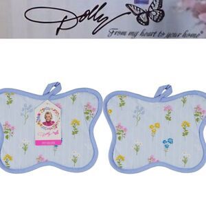 Dolly Parton Floral Butterfly  Shaped Pot Holders